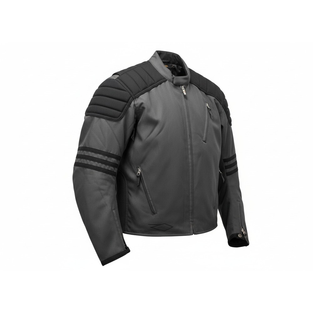 Power Trip Motorcycle Jacket Men's Large Gray Black Padded Shoulders Armor Style